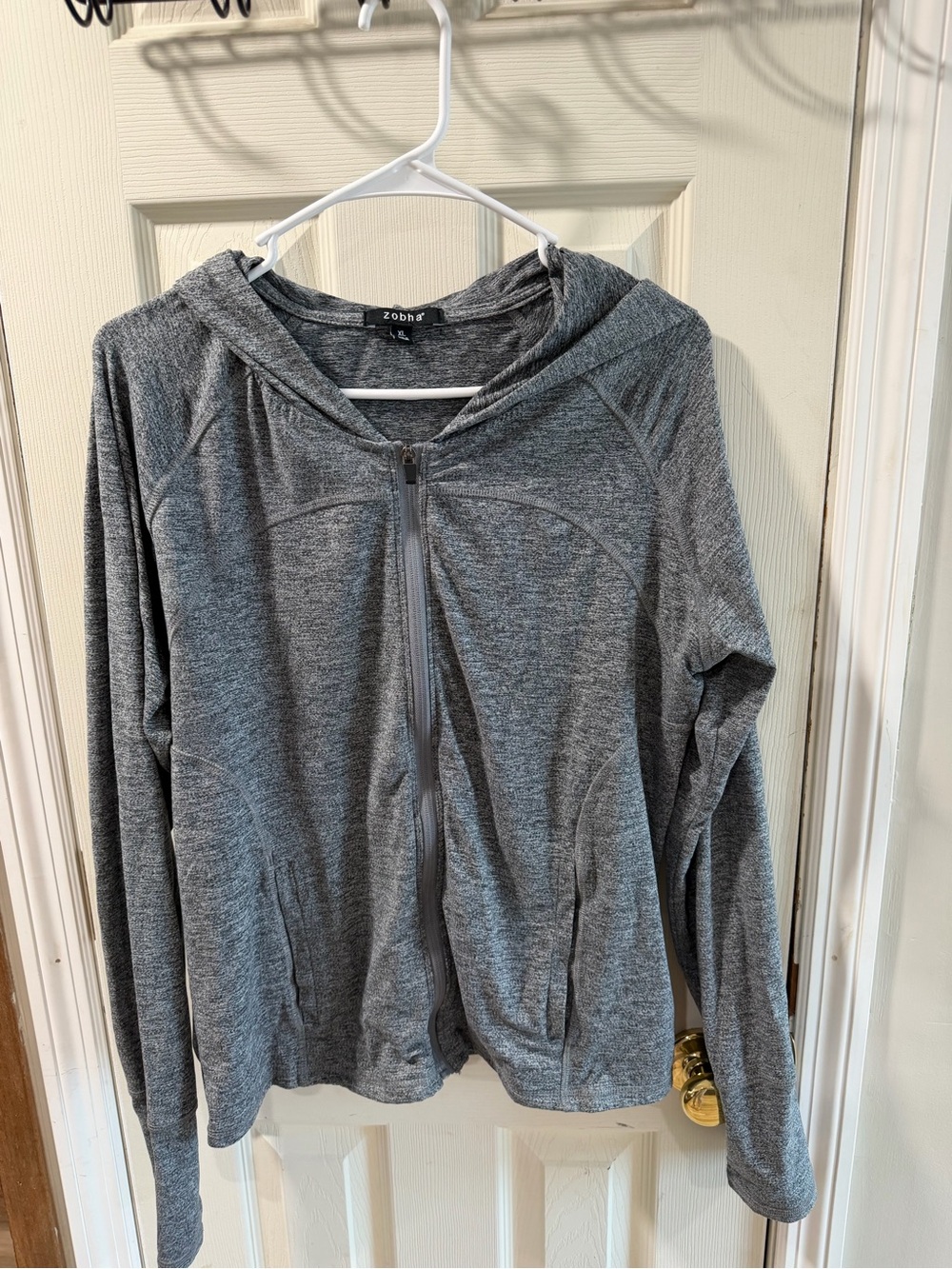 Zobha Women's Heather Gray Full-Zip Hoodie